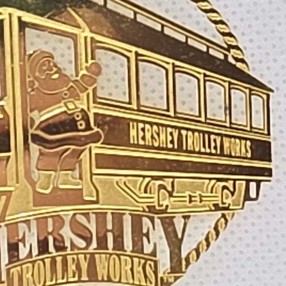 Hershey's Chocolate Christmas Ornament Gold Metal Trolley Works - Picture 4 of 7